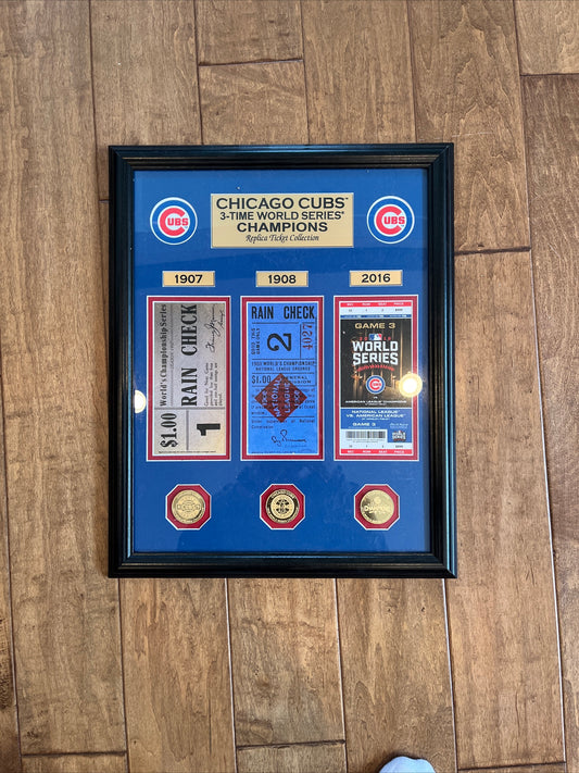 Chicago Cubs 3-Time World Champions Plaque